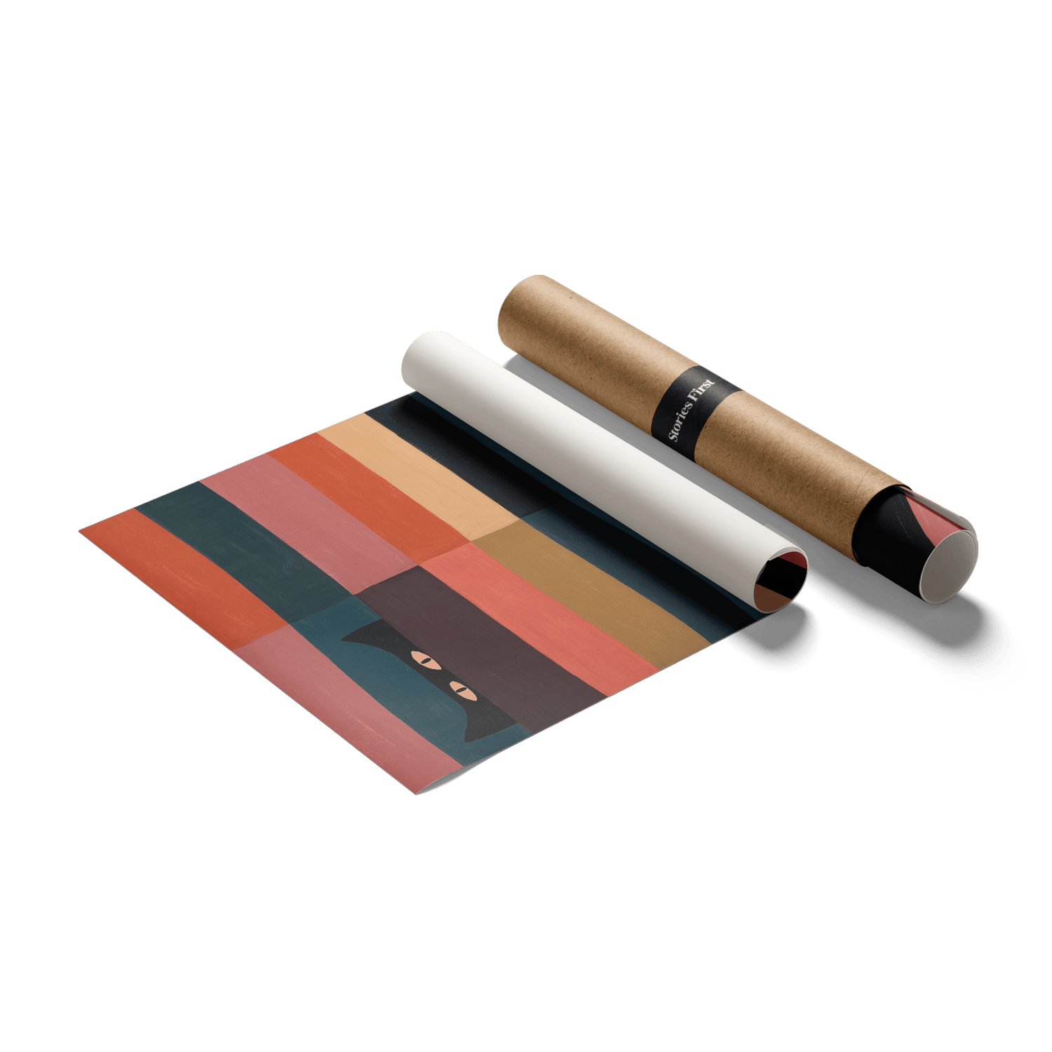 Three rolled-up posters on a green background